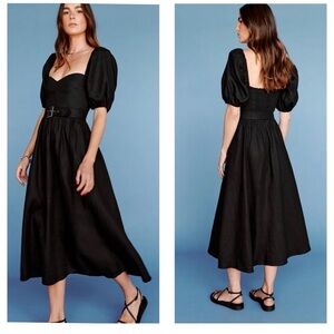 Reformation Black Puff Sleeve Dress